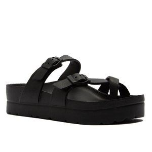 Black Platform Buckled Sandals